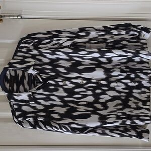 BOLD ELEMENTS WOMEN'S BLACK & WHITE ANIMAL PRINT LONG SLEEVES BLOUSE MEDIUM
